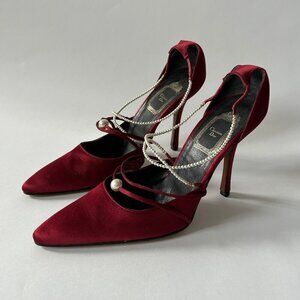 CHRISTIAN DIOR VINTAGE BURGUNDY PEARL PUMP